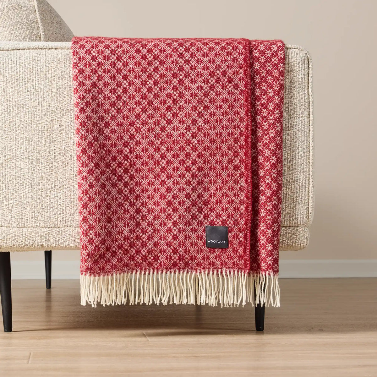 Snowflake Wool Throw Red