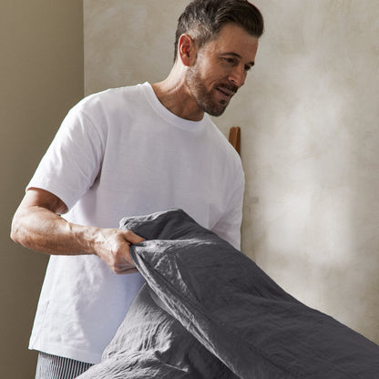 Mariana Linen Blend Comforter Cover - Charcoal from Woolroom – natural linen for better sleep