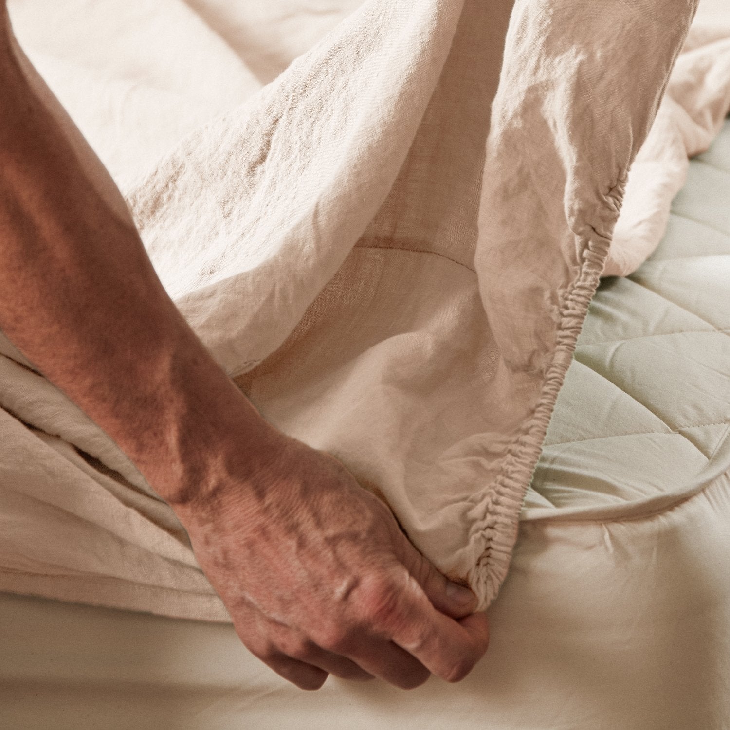 Product image of Mariana Linen Blend Fitted Sheet - Sand by Woolroom – premium linen