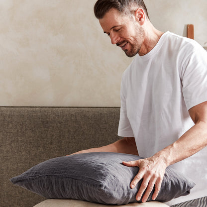 Mariana Linen Blend Pillow Case - Charcoal from Woolroom – natural linen for better sleep