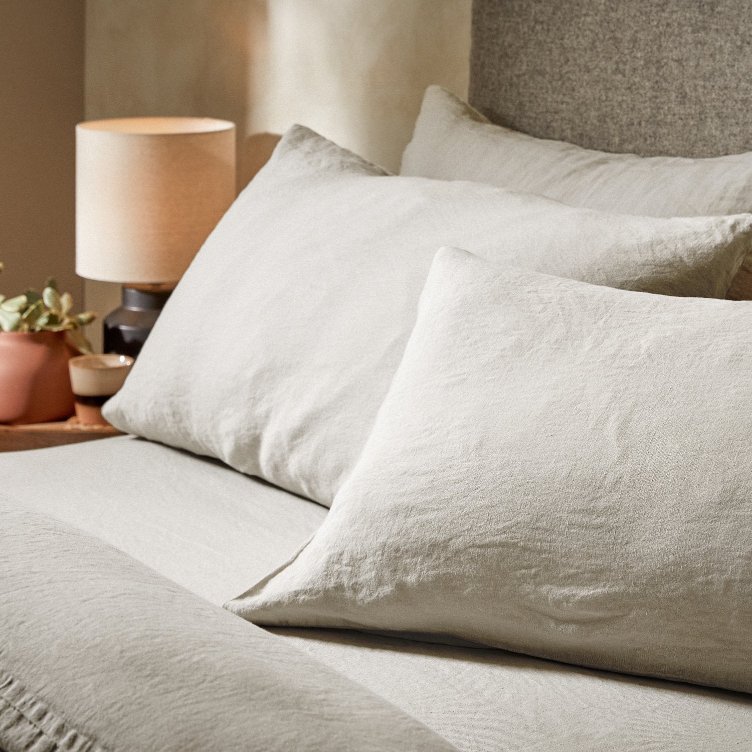 Mariana Linen Blend Pillowcase Pebble Woolroom - Main Image