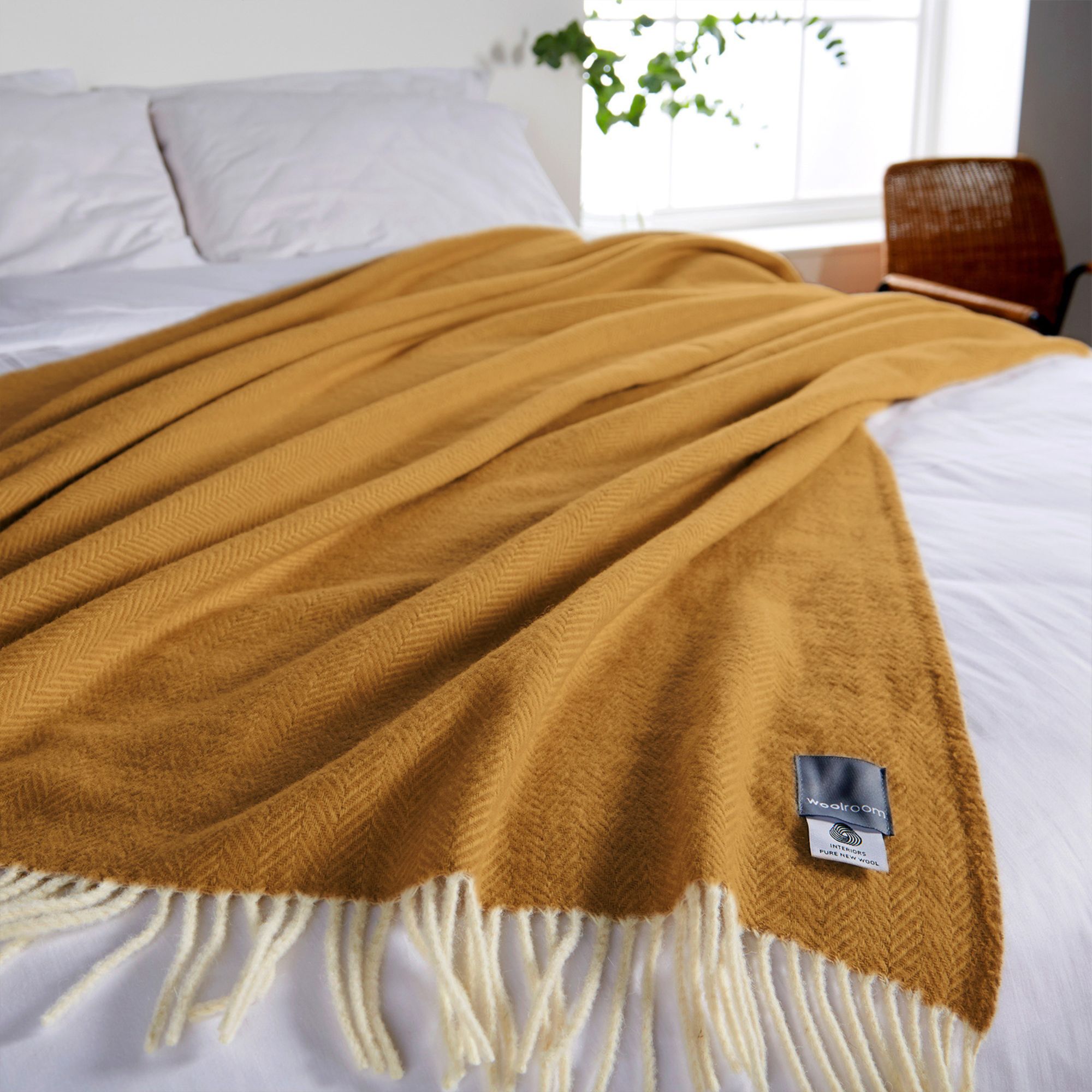 Product image of Chianti Wide Throw - Tuscany Gold by Woolroom – premium bed blankets