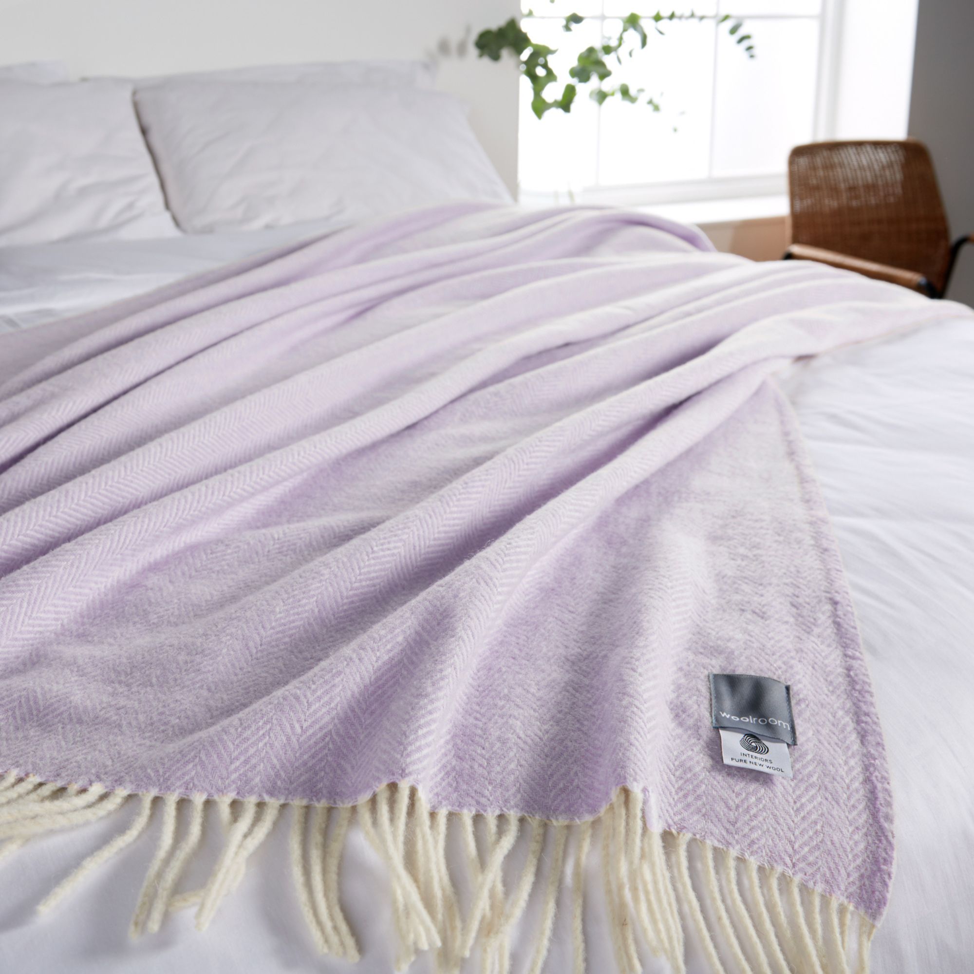Product image of Chianti Wide Throw - Sea Lavender by Woolroom – premium bed blankets
