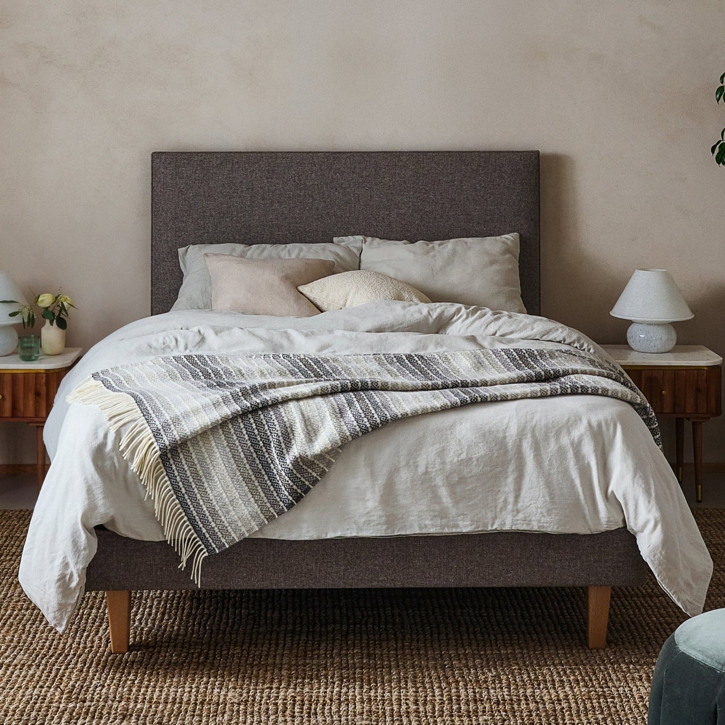 Athena Wool Throw - Stone from Woolroom – natural wool throws for better sleep