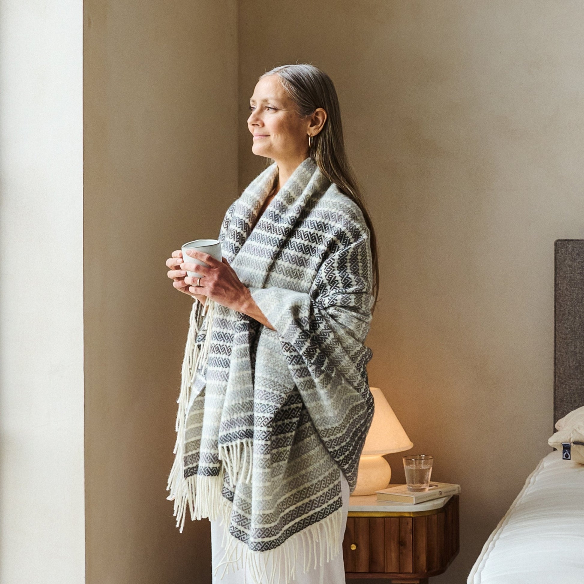 Woolroom Athena Wool Throw - Stone – crafted from natural materials for comfort