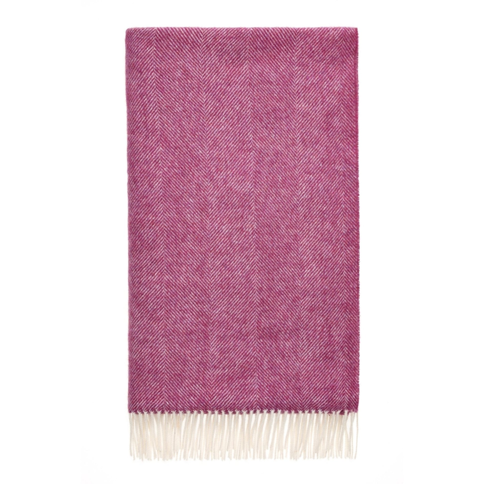 Woolroom Herringbone Shetland Wool Throw - Berry – crafted from natural materials for comfort