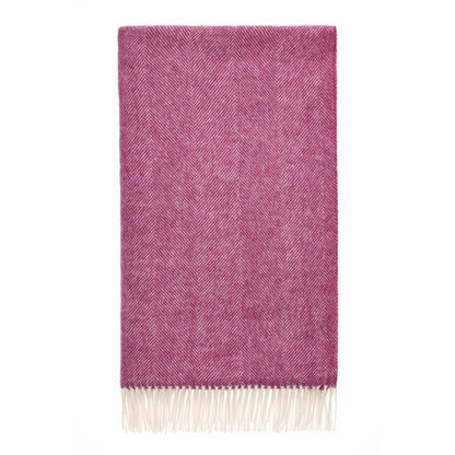 Woolroom Herringbone Shetland Wool Throw - Berry – crafted from natural materials for comfort