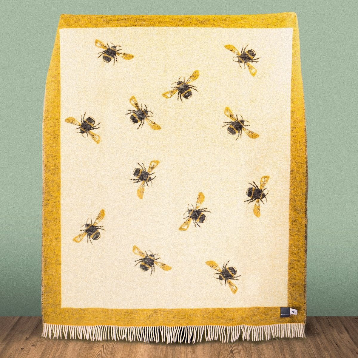 Close-up of Wild and Wool Bee Wool Throw - Yellow and Black by Woolroom – sustainable wool throws 