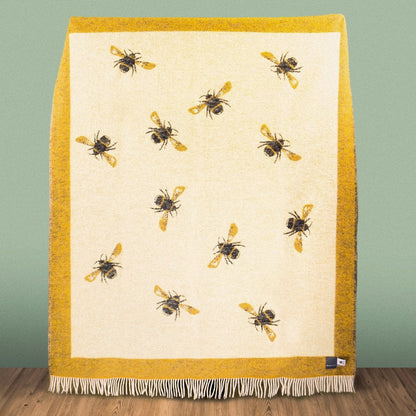 Close-up of Wild and Wool Bee Wool Throw - Yellow and Black by Woolroom – sustainable wool throws 