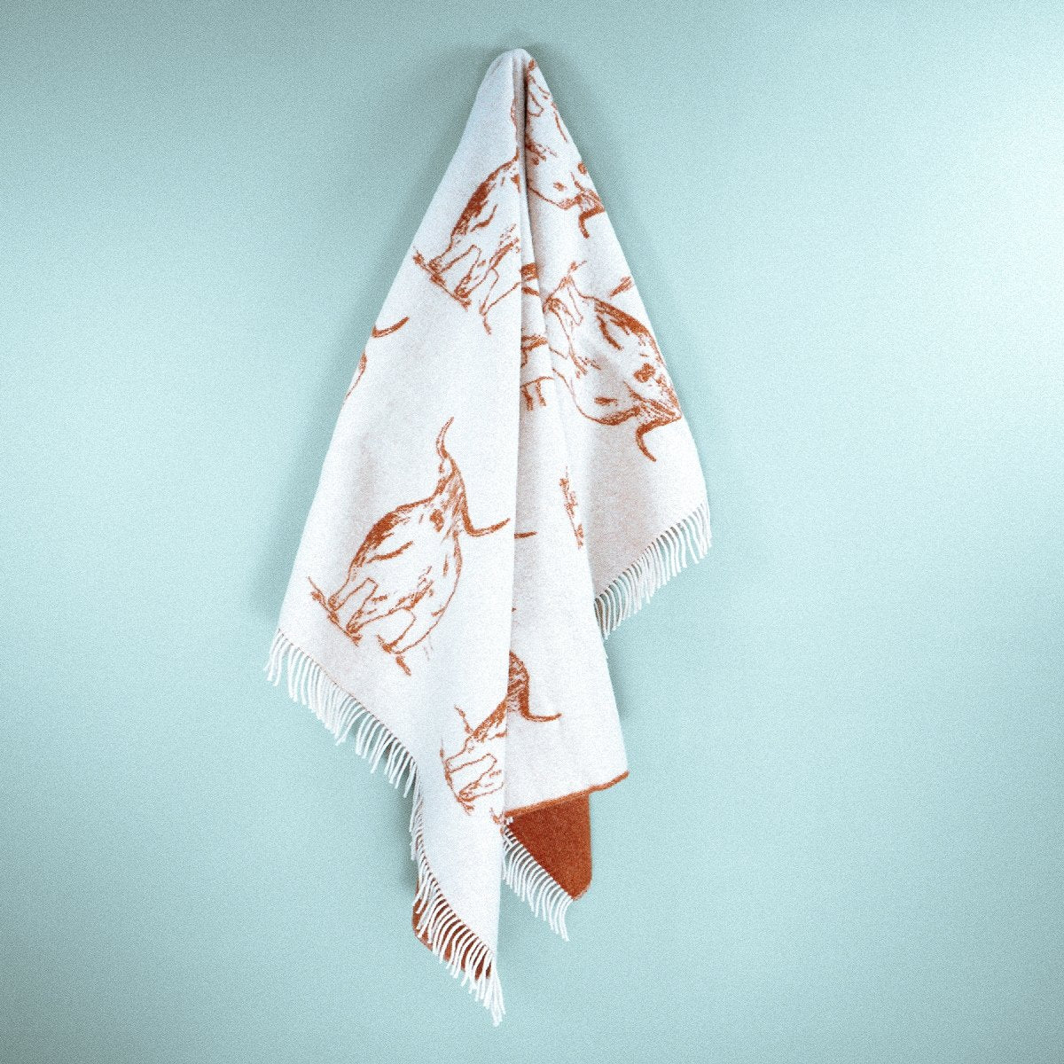 Woolroom Wild and Wool Highland Coo Wool Throw - Rust – crafted from natural materials for comfort