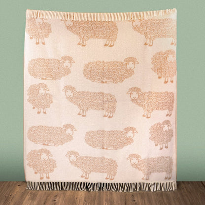 Close-up of Wild and Wool Lamb Throw - Latte by Woolroom – sustainable wool throws 