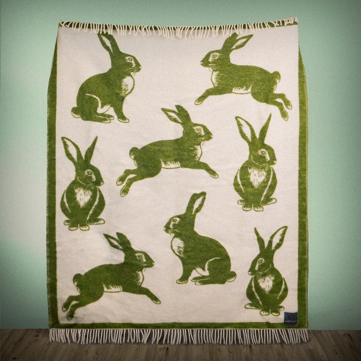 Close-up of Wild and Wool Rabbit Wool Throw - Moss by Woolroom – sustainable wool throws 
