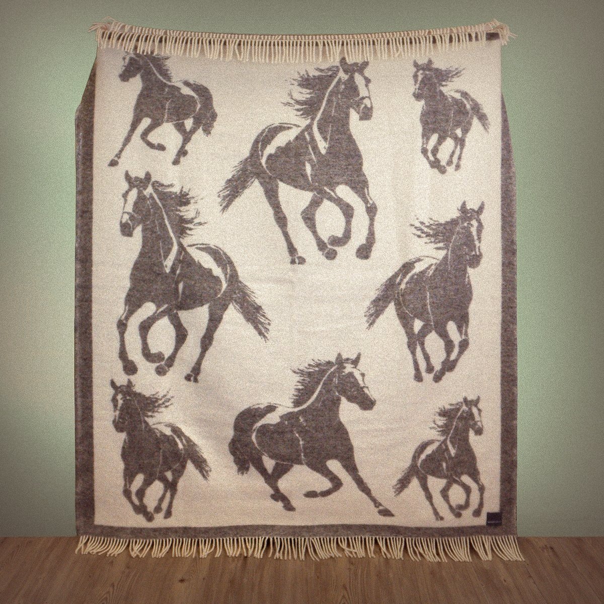Close-up of Wild and Wool Horse Wool Throw - Stone by Woolroom – sustainable wool throws 