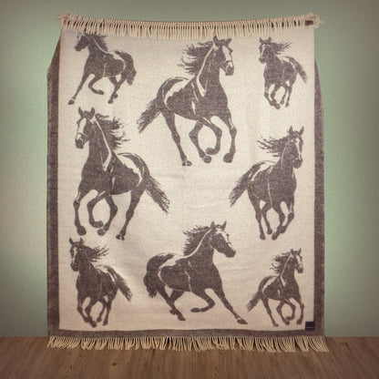 Close-up of Wild and Wool Horse Wool Throw - Stone by Woolroom – sustainable wool throws 