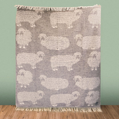 Product image of Wild and Wool Lamb Wool Throw - Stone by Woolroom – premium wool throws
