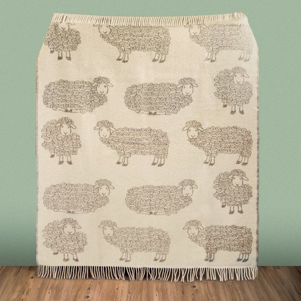Close-up of Wild and Wool Lamb Wool Throw - Stone by Woolroom – sustainable wool throws 