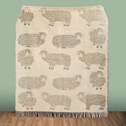 Close-up of Wild and Wool Lamb Wool Throw - Stone by Woolroom – sustainable wool throws 