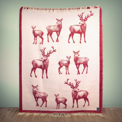 Close-up of Wild and Wool Deer Wool Throw - Berry by Woolroom – sustainable wool throws 