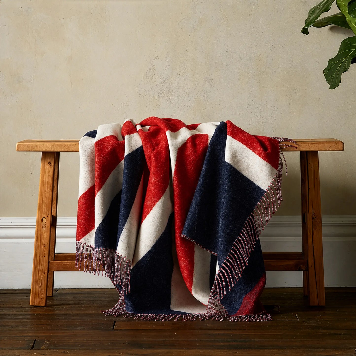 Plaid en laine mérinos Union Jack - Rouge, blanc et bleu