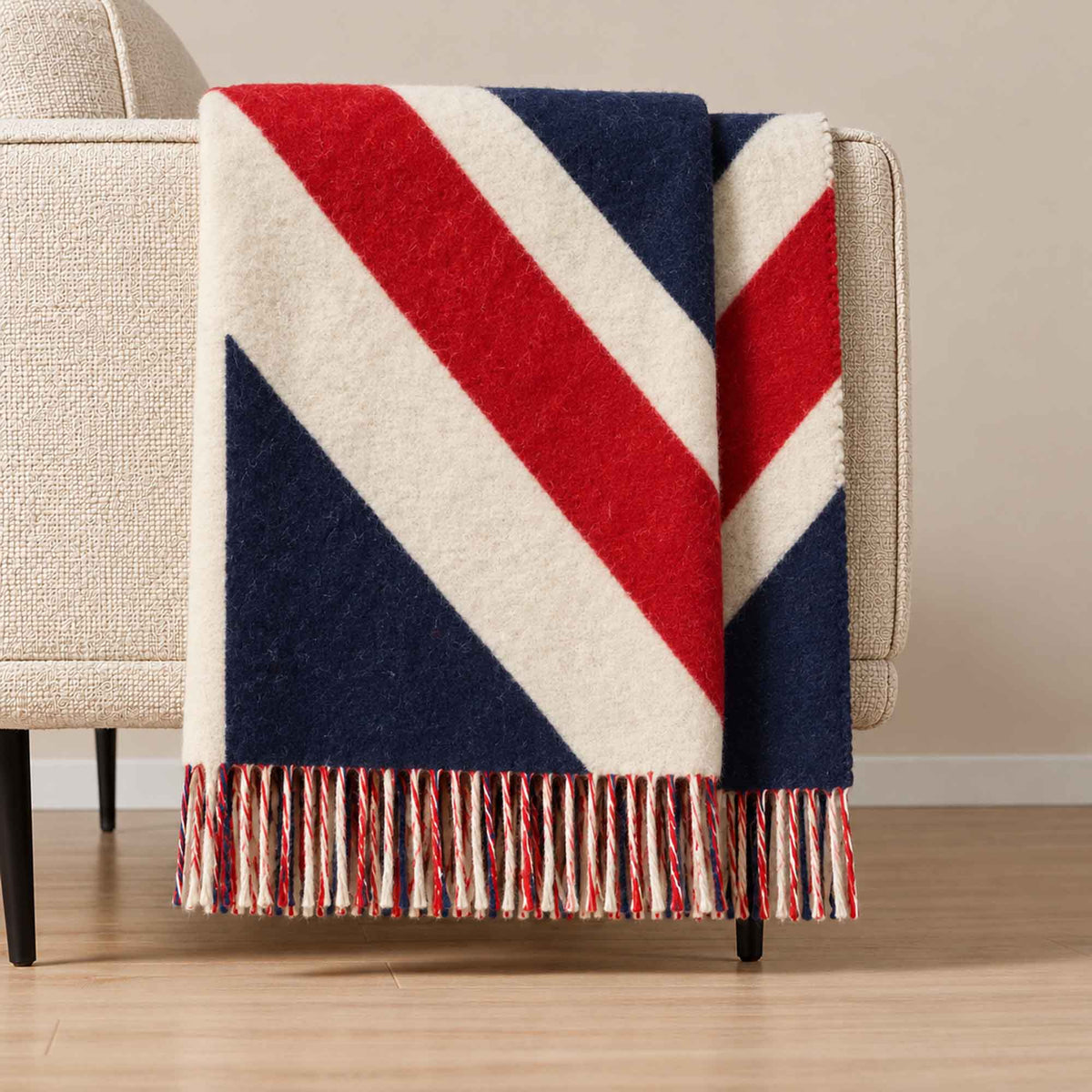 Plaid en laine mérinos Union Jack - Rouge, blanc et bleu