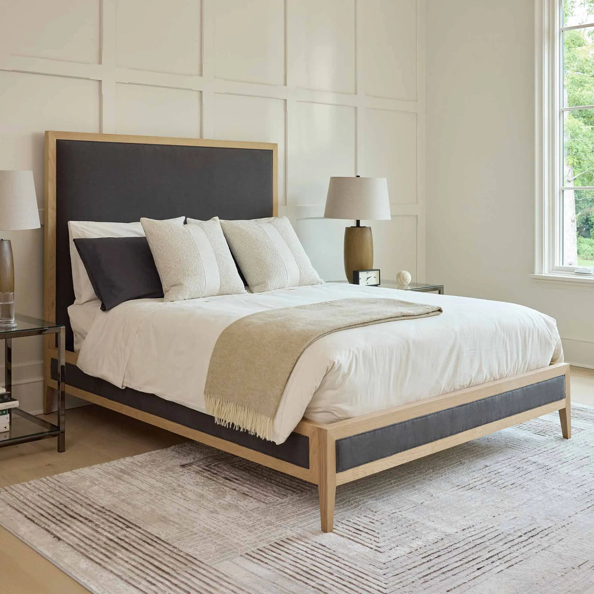 Victoria Upholstered Bed Frame - High Headboard - Standard Footboard