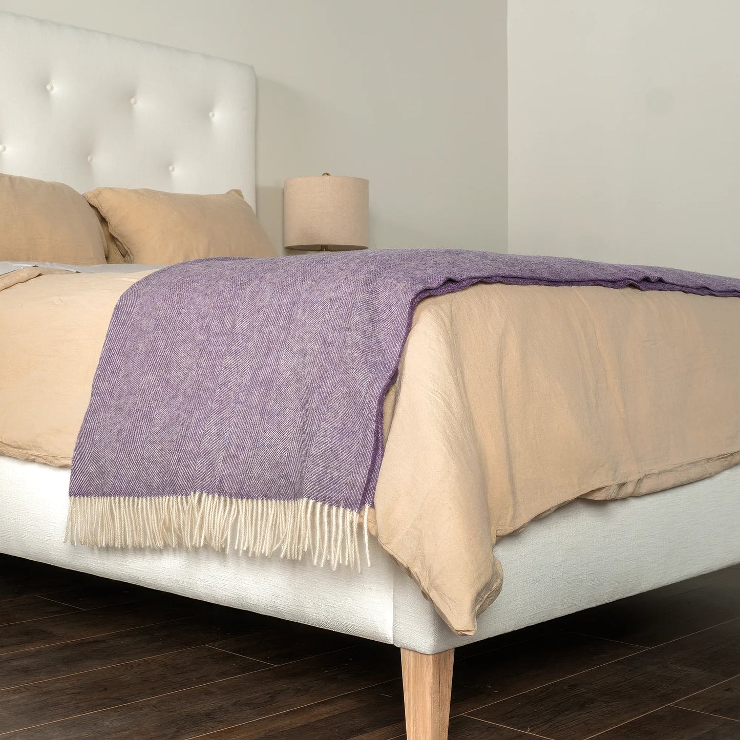 Lavender Herringbone Wool Throw - Wide Width