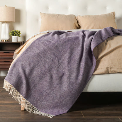 Lavender Herringbone Wool Throw - Wide Width