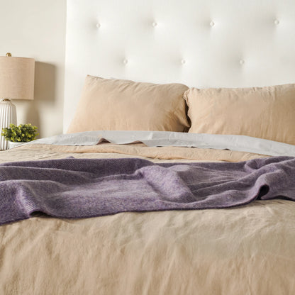 Lavender Herringbone Wool Throw - Wide Width
