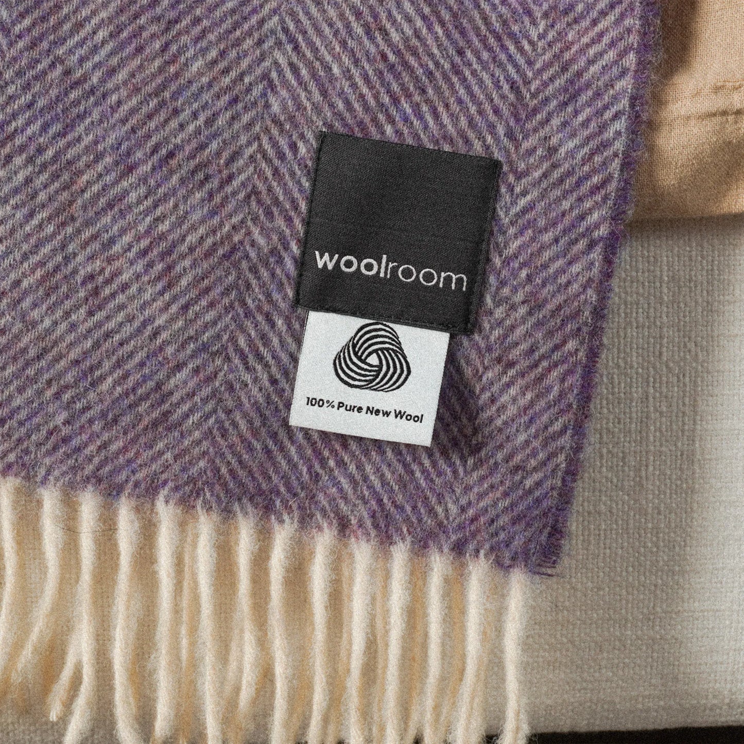 Lavender Herringbone Wool Throw - Wide Width