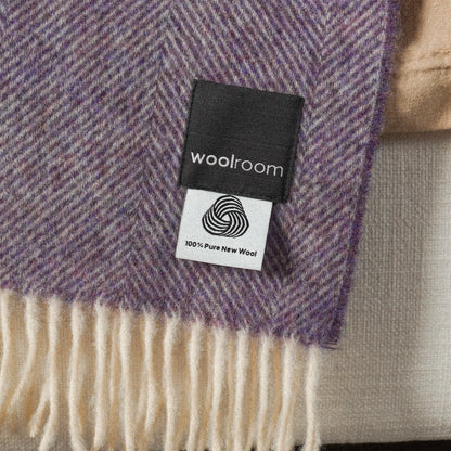 Lavender Herringbone Wool Throw - Wide Width