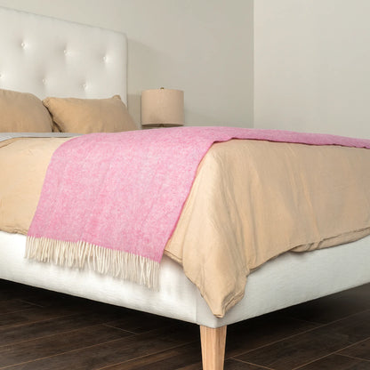 Pale Pink Herringbone Wool Throw - Wide Width
