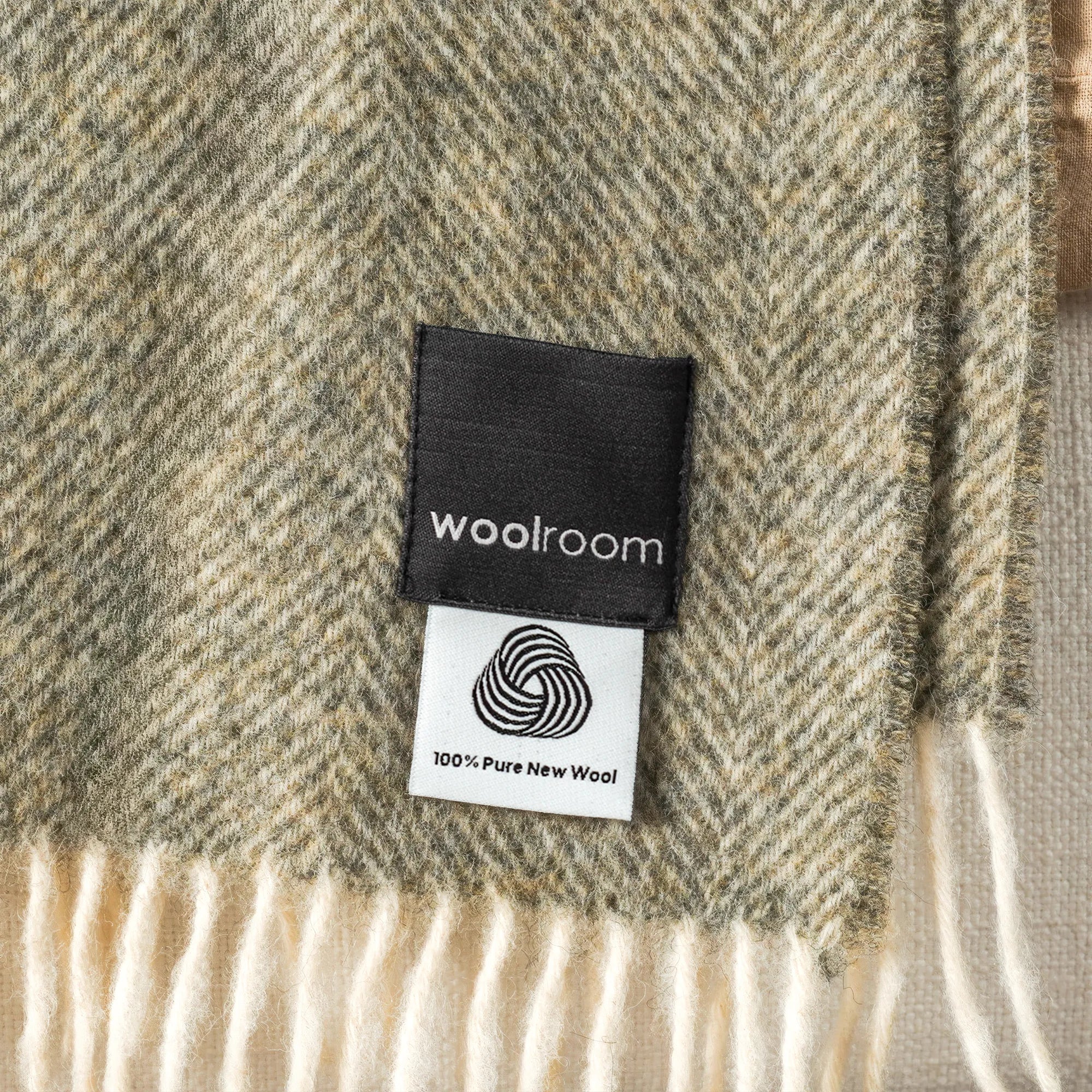 Vintage Grey Herringbone Wool Throw - Wide Width