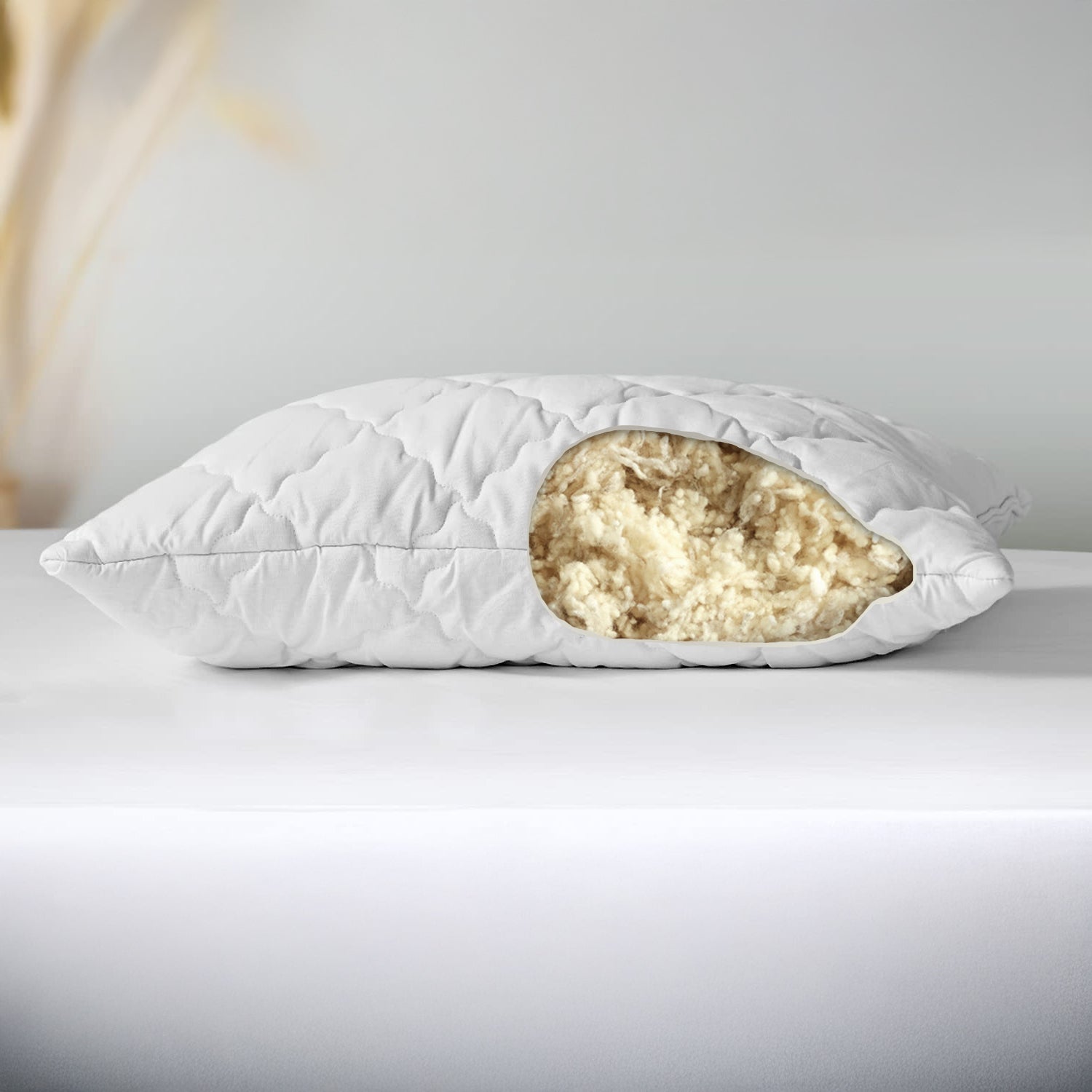 White pillow showing the inside of the classic pillow