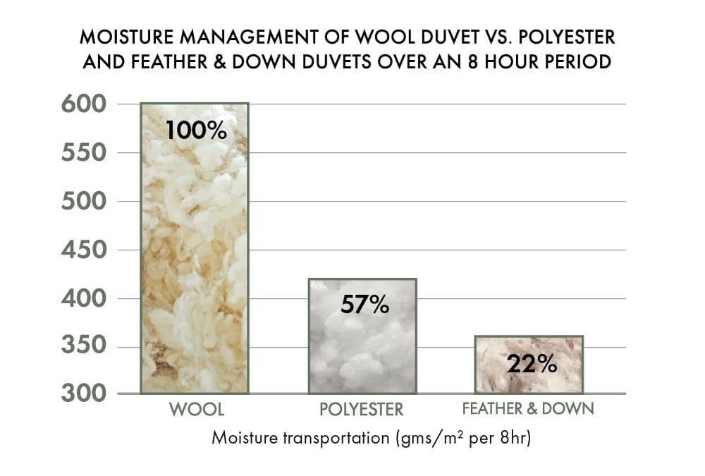 Wool comforter filling compared to polyester and down