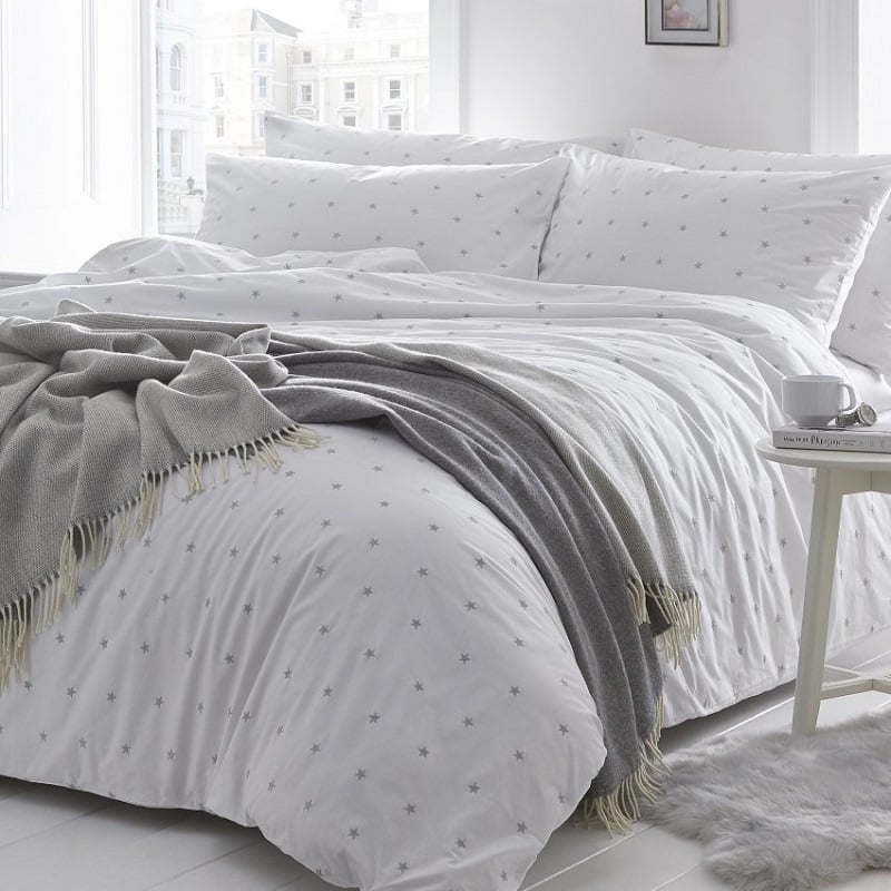 Stars Silver Grey Cover Set Includes Duvet And Pillowcase Kids Baby Bedding Woolroom Stars Silver Grey Cover Set Includes, Grey Silver Bedding