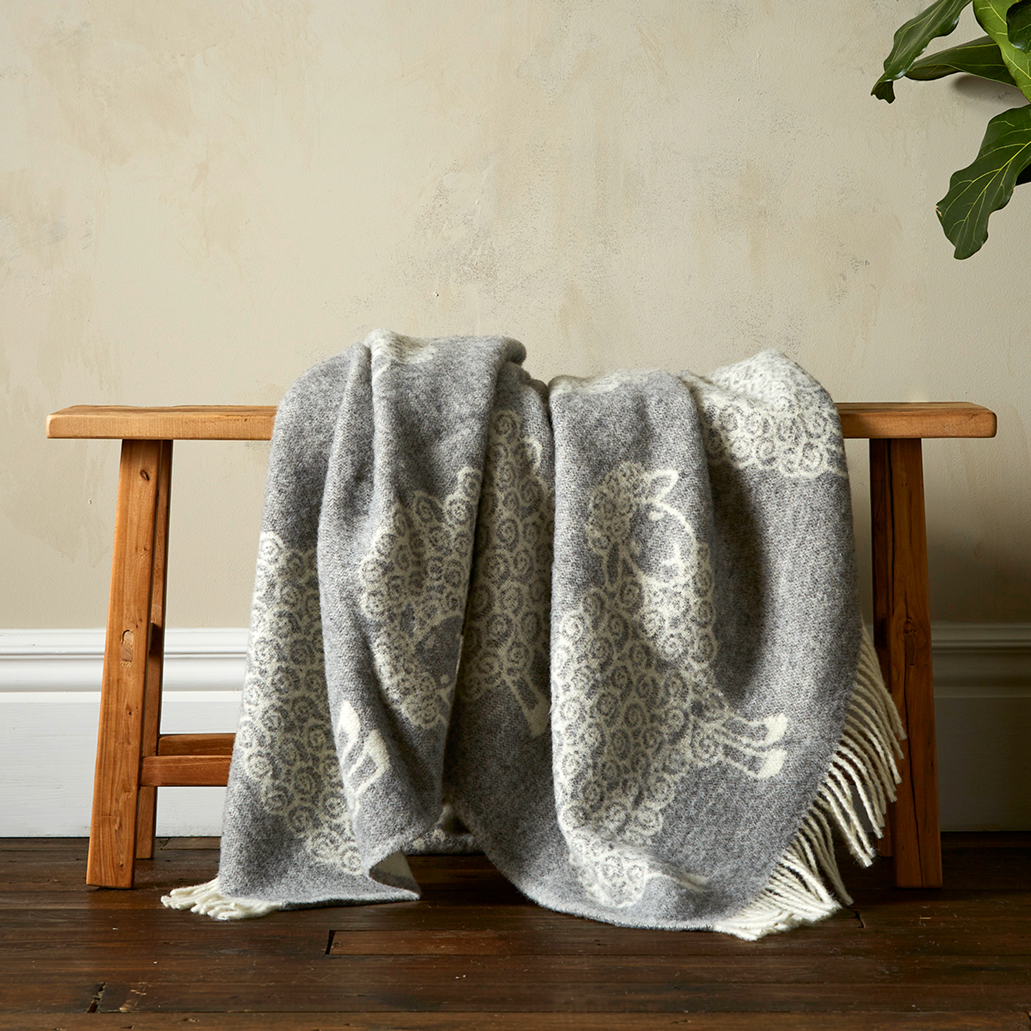 Wool Blanket - Grey Curly Lamb Blanket | woolroom