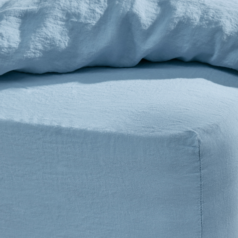 Catarina 100% Linen Fitted Sheet - Cornflower
