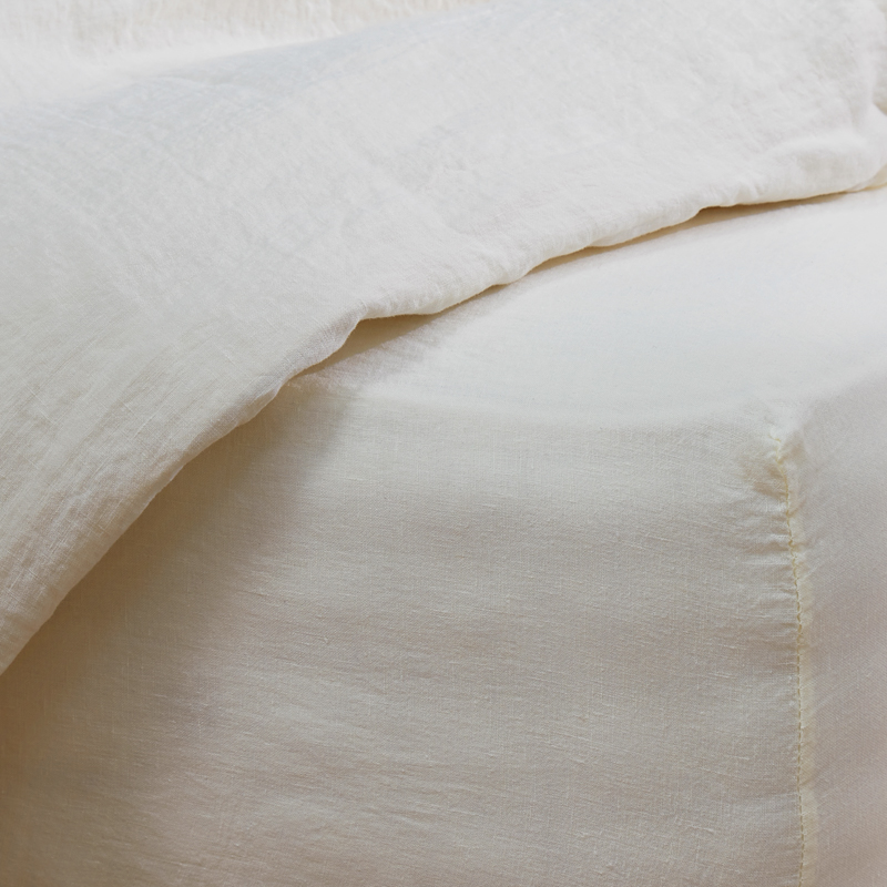 Catarina 100% Linen Fitted Sheet - Ivory