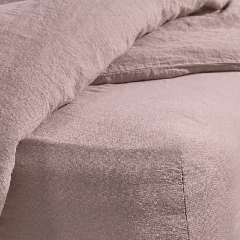 Catarina 100% Linen Fitted Sheet - Rose