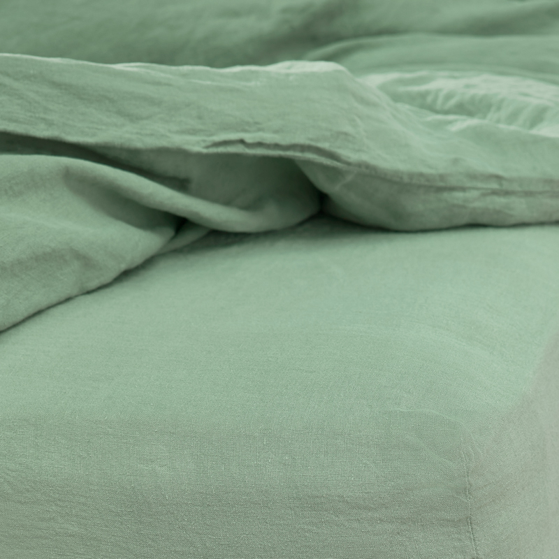 Catarina 100% Linen Fitted Sheet - Sage