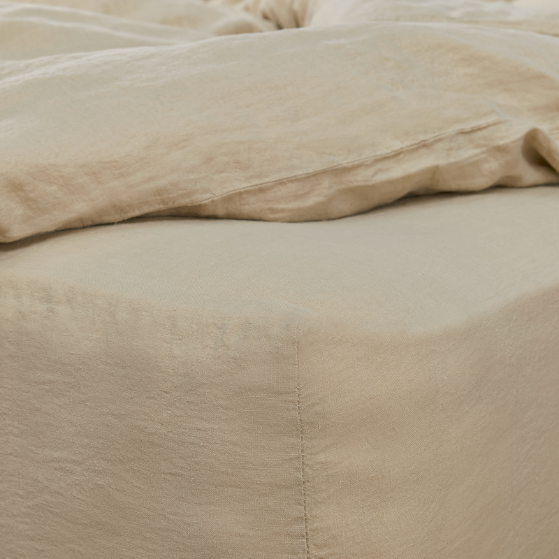 Catarina 100% Linen Fitted Sheet - Sand
