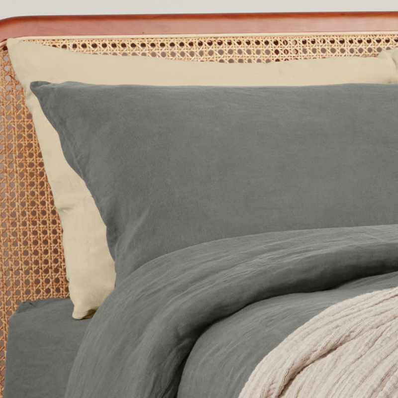 Catarina 100% Linen Pillow Case - Charcoal