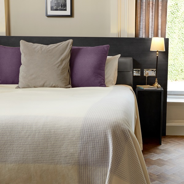 Duchess Merino Wool Bed Blanket - Cool Grey Stripe