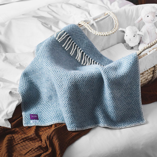 Babywool Pram Blanket - Beehive Blue