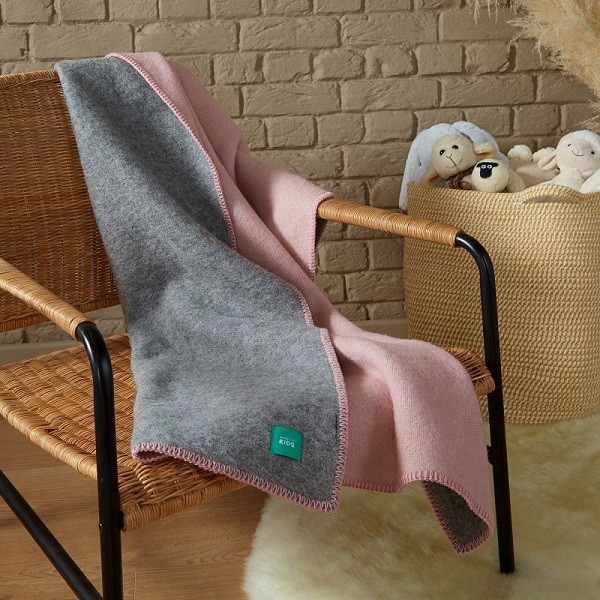Woolroom Kids DUO Small Baby Blanket - Pink/Grey