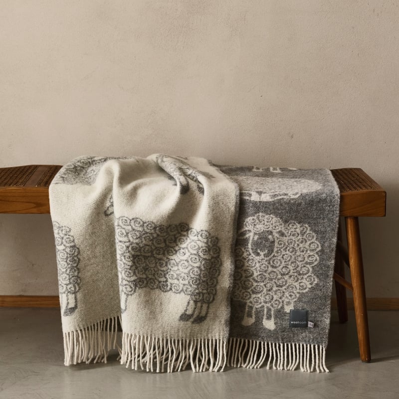 Wild and Wool Lamb Wool Throw - Stone