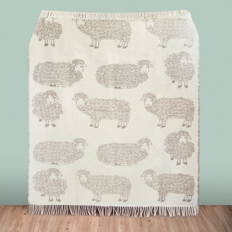 Wild and Wool Lamb Wool Throw - Stone
