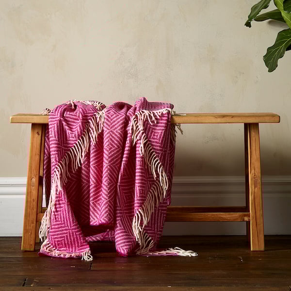 Bright Diamond Merino Throw- Fuchsia