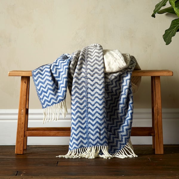 Woolroom Astrid Gradient Pure New Wool Throw - Blue