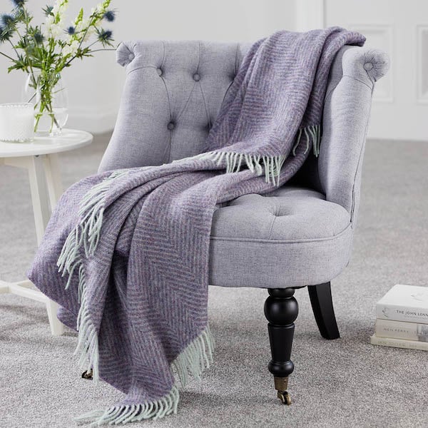 Herringbone Bright Heather Shetland Wool Throw